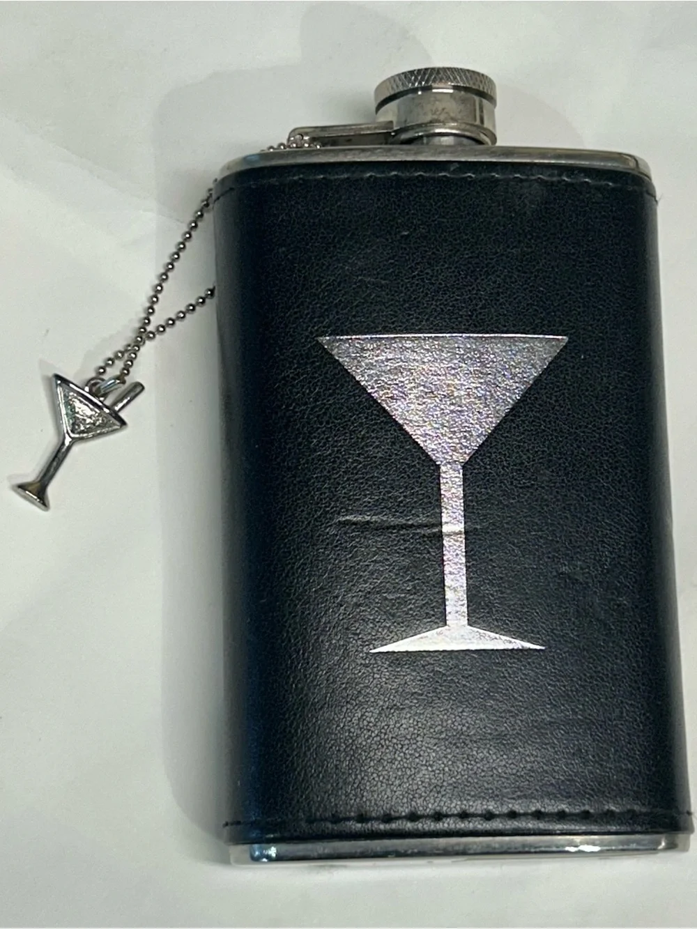 Whiskey Flask 5 Oz Martini Emblem & Charm Stainless Steel